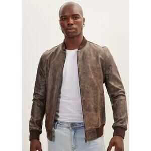 Slate & Stone Nordstrom Brown Vegan Suede Sherpa Aviator Bomber Jacket Sz L